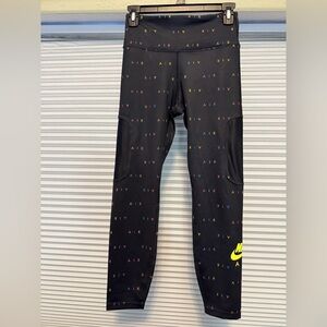 Nike Women Black Leggings with Multicolor Print